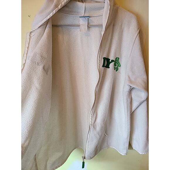 Vintage Y2K women's XL Care Bears Good Luck Bear Off-white Fleece Jacket hooded - Picture 3 of 6